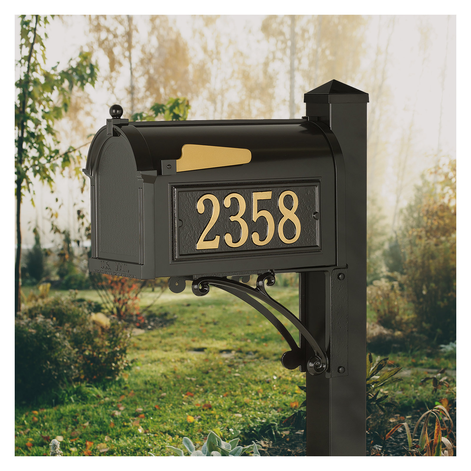Superior Post Mounted Mailbox, Black, Yes
