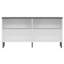 Console moderne avec pieds en métal, blanc et royal, 59,1 po x 29,5 po x 14,2 po | 100% panneau de particules enduit de mélamine, 0,7 po d'épaisseur | Fixation murale, portes à pousser, tablettes multiples, design industriel
