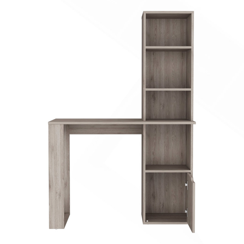 Bureau d'écriture avec bibliothèque et armoire, Gris