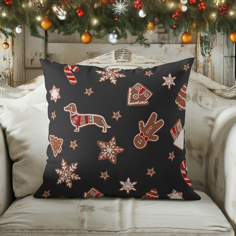 Coussin décoratif d'intérieur Ginger All The Way Seasonal, Gris anthracite, Carré 18 po