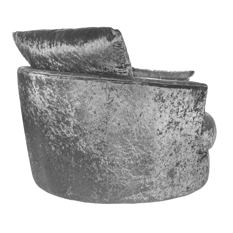 Romelia Velvet Swivel Barrel Chair, Silver