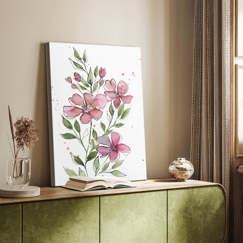 Aquarelle sur tiges florales I - galerie Cavas sur mesure, H 48 po x l 32 po