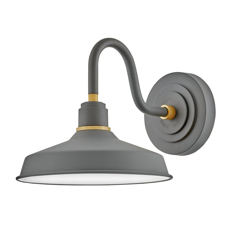 Hinkley Foundry Outdoor Gooseneck Barn Light Wall Lantern, Dark Matte Gray