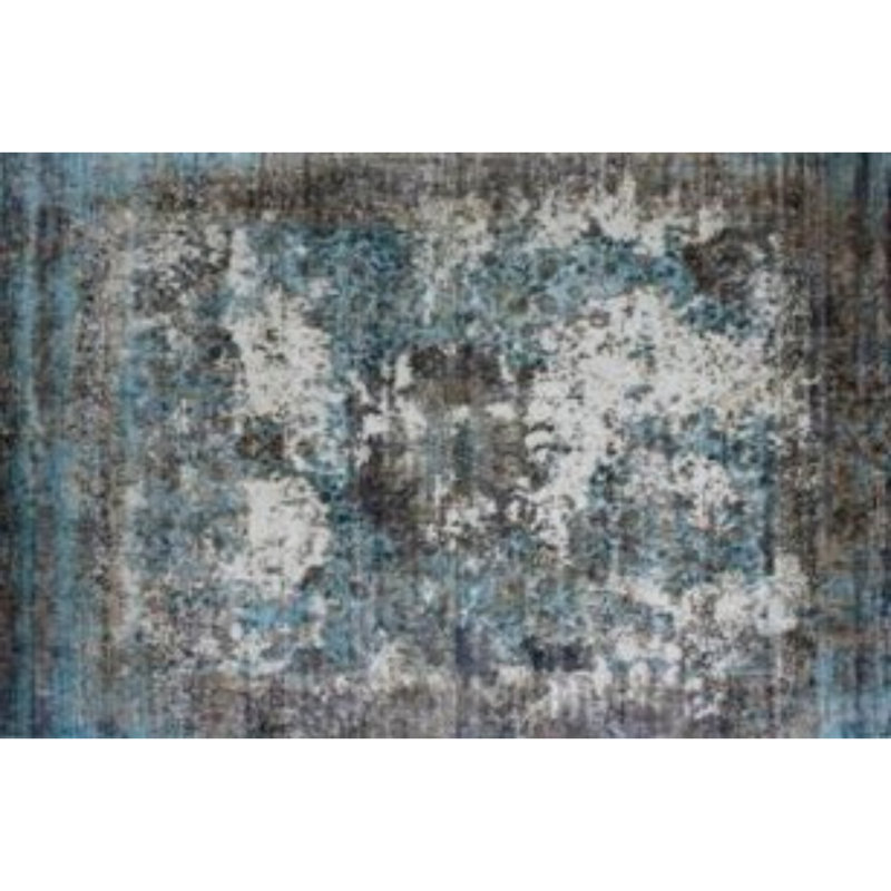 Tapis gris / bleu sarcelle à motif abstrait tissé à la main 8 pi x 11 pi Guptill
