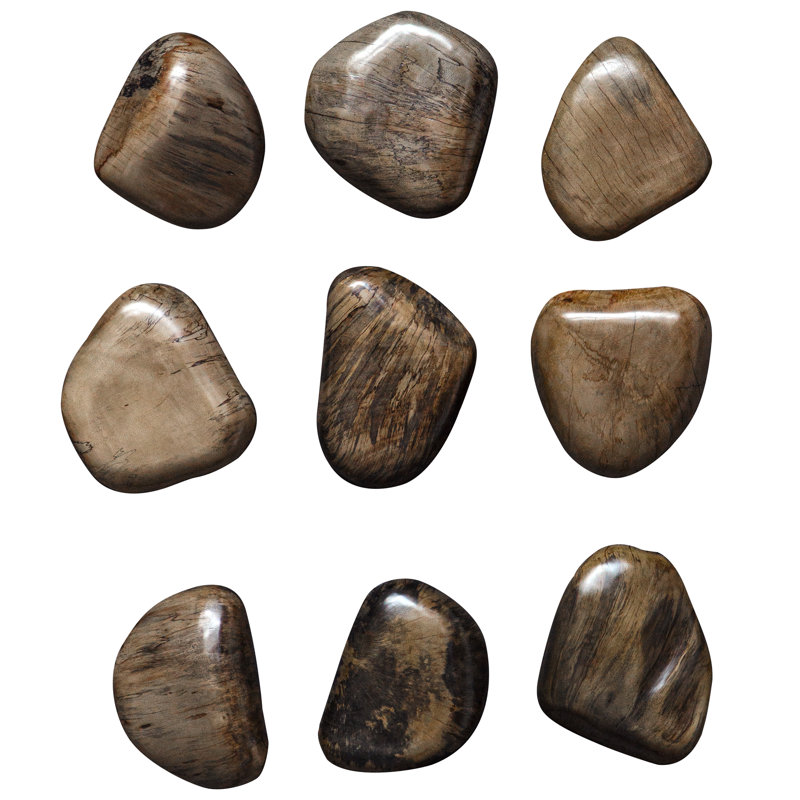 Walnut Brown Pebble Shaped Wood Wall Decor Set