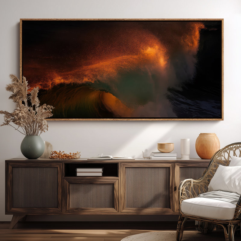 Très grand art mural rétro encadré pour art classique, H 30 po x l 60 po, Naturel