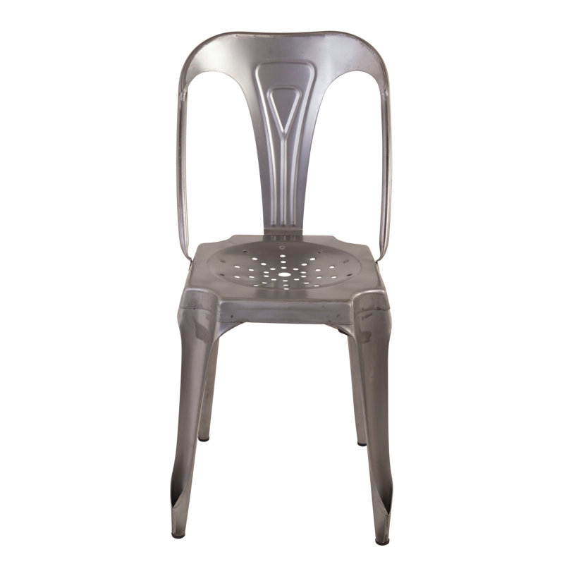 Burnett 45cm H Metal Slat Back Side Chair, Silver