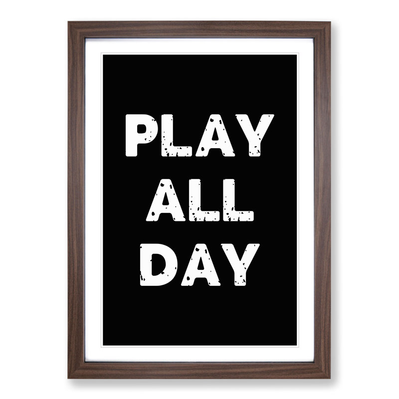 Play All Day - Framed Print, 90cm H x 65cm W x 2cm D, Walnut Framed