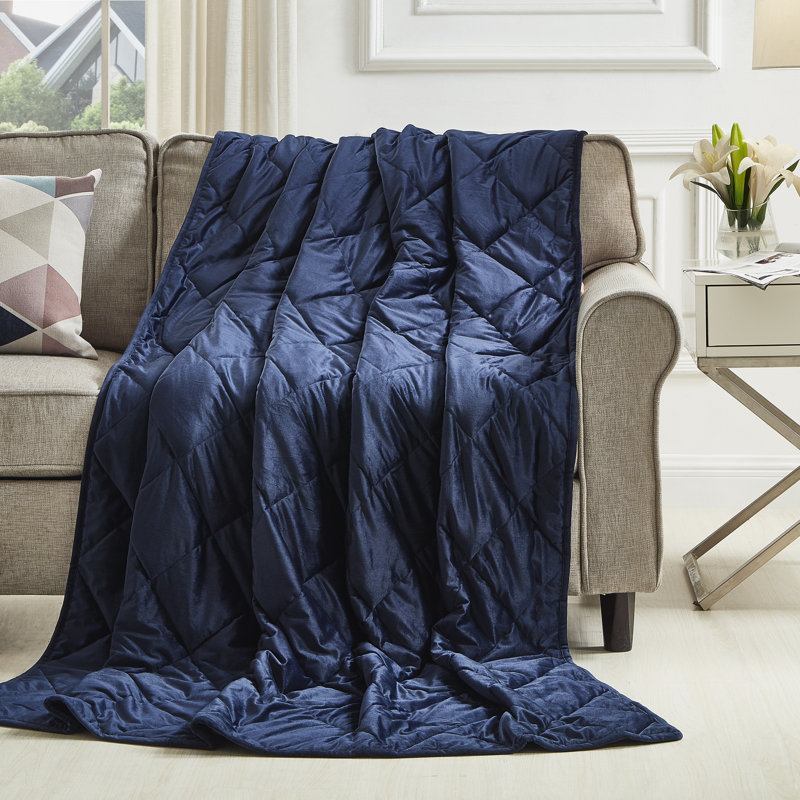 Couverture pour chambre à coucher 2 en 1 Zavier, Bleu marine, l 48 po x L 72 po, 8 lb