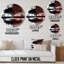 Horloge murale rouge et noire avec arbres abstraits au bord du lac-1139960391