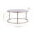 Carbone Modern Round Coffee Table with Faux Marble Top & Brass Metal Base – Elegant Living Room Accent