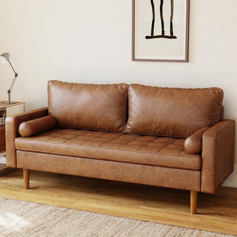 Aisha 69.7'' Faux Leather Sofa, Brown