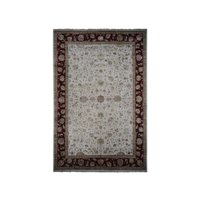 Tapis surdimensionné en laine et soie ivoire noué à la main 12 pi x 18 pi 2 po Rajasthan 032EDB042356471D9DC0CEEA561628AA