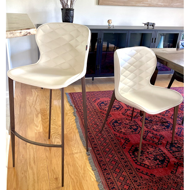 Tabouret de bar et de comptoir Albert, Blanc, Acier inoxydable, Tabouret de bar (siège d'une hauteur de 30 po)