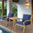 Chanon 2-Person Outdoor Acacia Wood Seating Group with Cushions, Outdoor Set Furniture (3 Piece)-2141744160