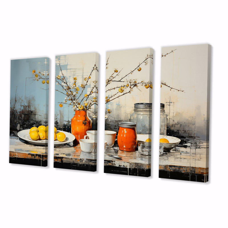 Lular - nourriture et boissons, reproduction d'art sur toile - 4 panneaux