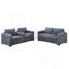 Ensemble de canapés 2 pièces de style moderne 1 x canapé 1 x 1 causeuse Coussin de dossier à pieds en plastique Porte-gobelets Port de charge Revêtement en velours côtelé gris foncé Salon principal-959721526