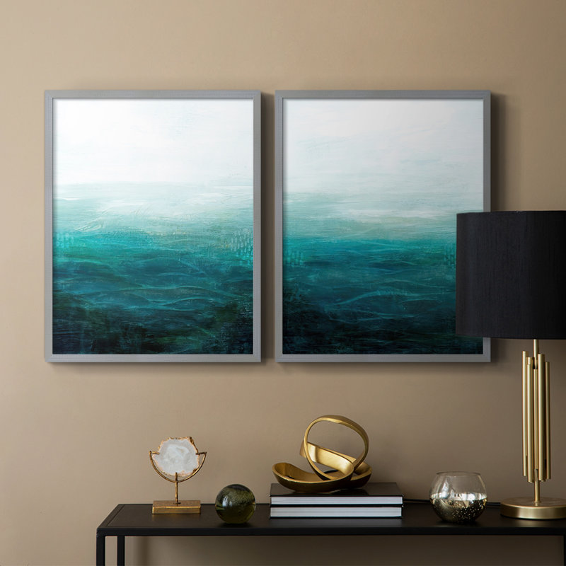 «Drifting Sea I», reproduction encadrée de qualité supérieure - prête à être accrochée - aucun clou requis - aucun clou requis