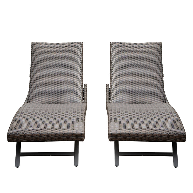 Chaise longue d'extérieur en osier 2 pièces