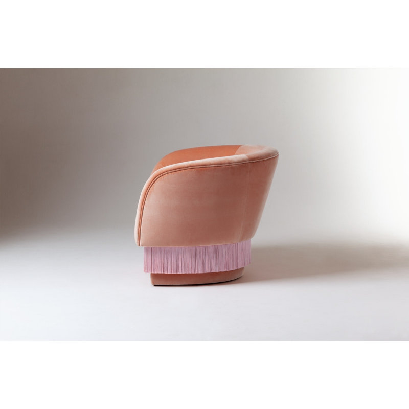 La Folie Barrel Chair, Peach Velvet