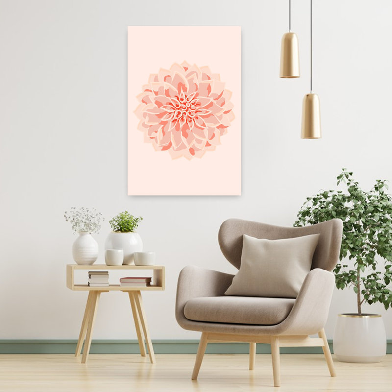 Art contemporain avec art floral dahlia, H 36 po x l 24 po