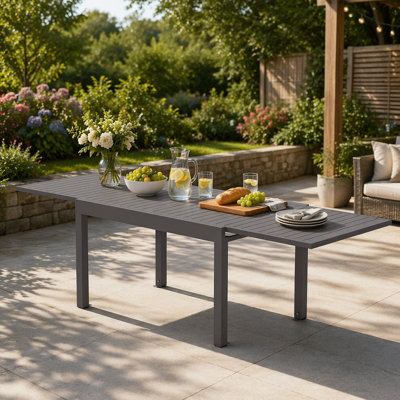 Large Extendable Patio Dining Table, Aluminum Metal Indoor Outdoor 53"- 106" Adjustable for 6-8 Person