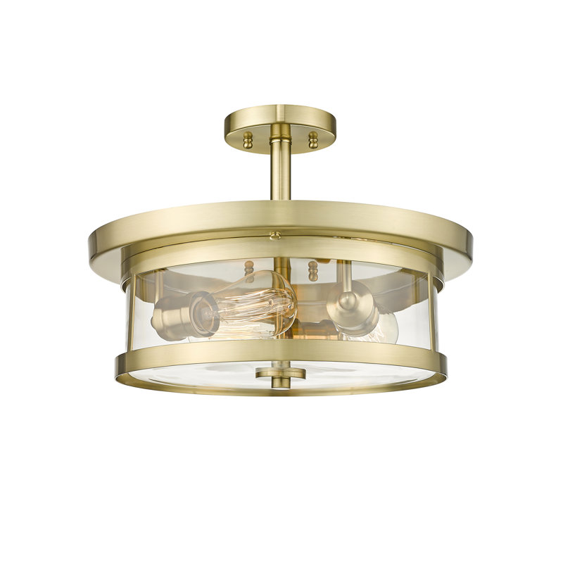 Transitional 3 Light Gold Round Flush Mount, Gold