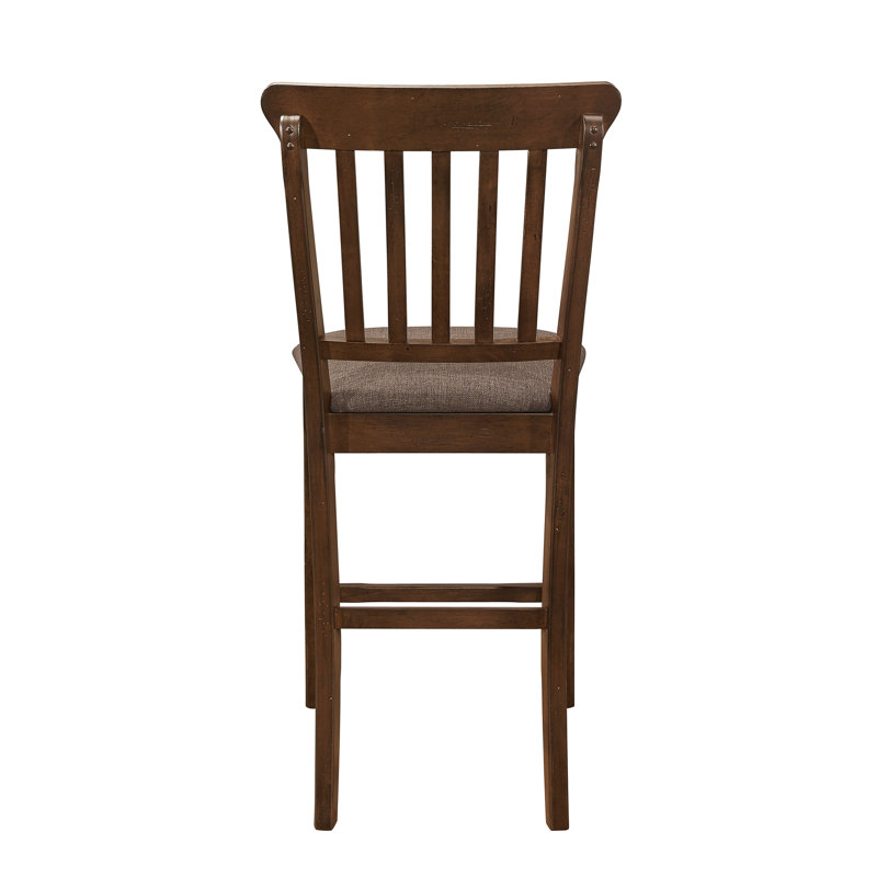 Dark Brown Upholstered Wooden Counter Height Dining Chairs Set of 2
