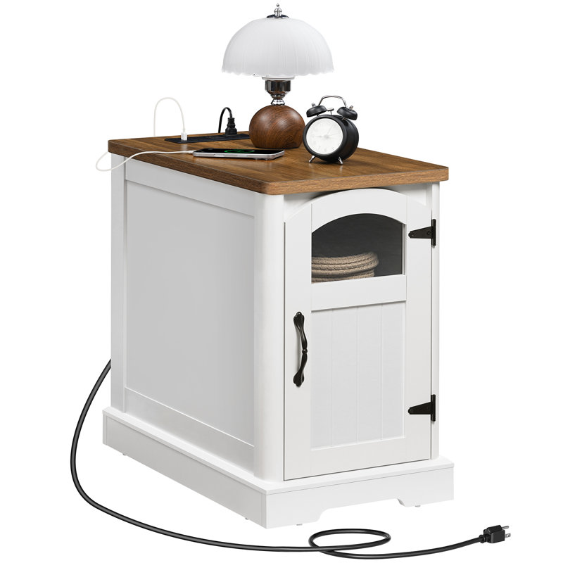 Table de bout de 23,6 po de hauteur avec rangement et station de charge