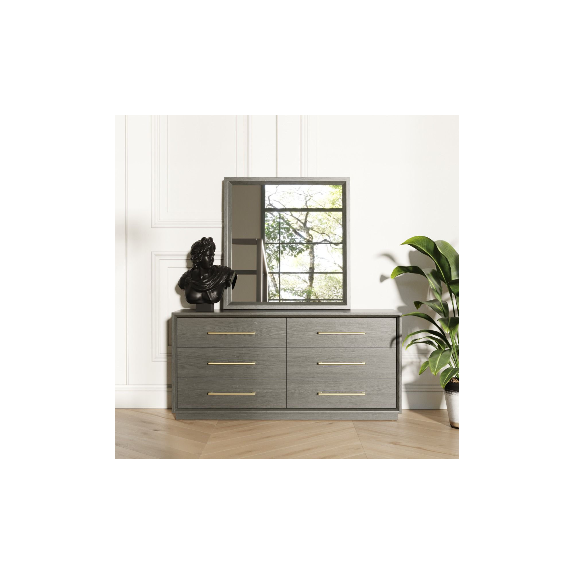 Langley Bedroom Set, Queen, Gray/Off-White