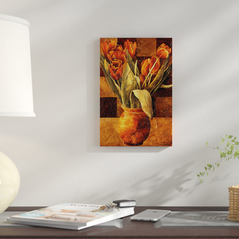 «Checkered Tulips II», impression sur toile, H 18 po x l 12 po x P 1,5 po, Toile tendue, Pas de tapis