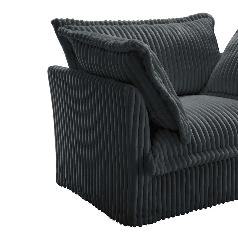 Evelyn U-Shaped Sectional Sofa with 2 Ottomans, 34.6" H x 120" W x 55" D,, Gray Corduroy