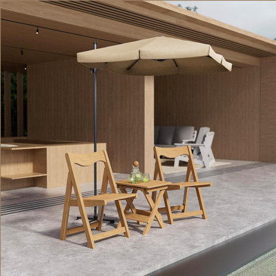 Ensemble bistro d'extérieur pour table pliante et petite chaise avec 2 chaises et table rectangulaire, teck