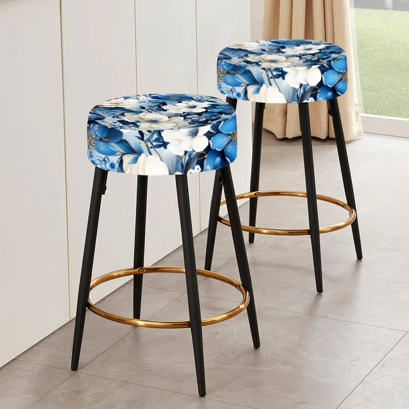 Blue Oasis Floral Blossoms - Ensemble de 2 tabourets floraux