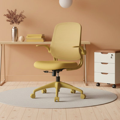 Fauteuil ergonomique 350LBS, bureau à domicile, dossier en filet, mousse moulée intégrée, assise confortable, accoudoir rabattable, fauteuil multifonctionnel ignifuge, rotatif et relevable