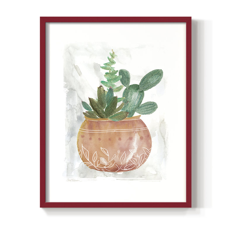 Reproduction encadrée boho - bois massif, H 30 po x l 24 po, Rouge