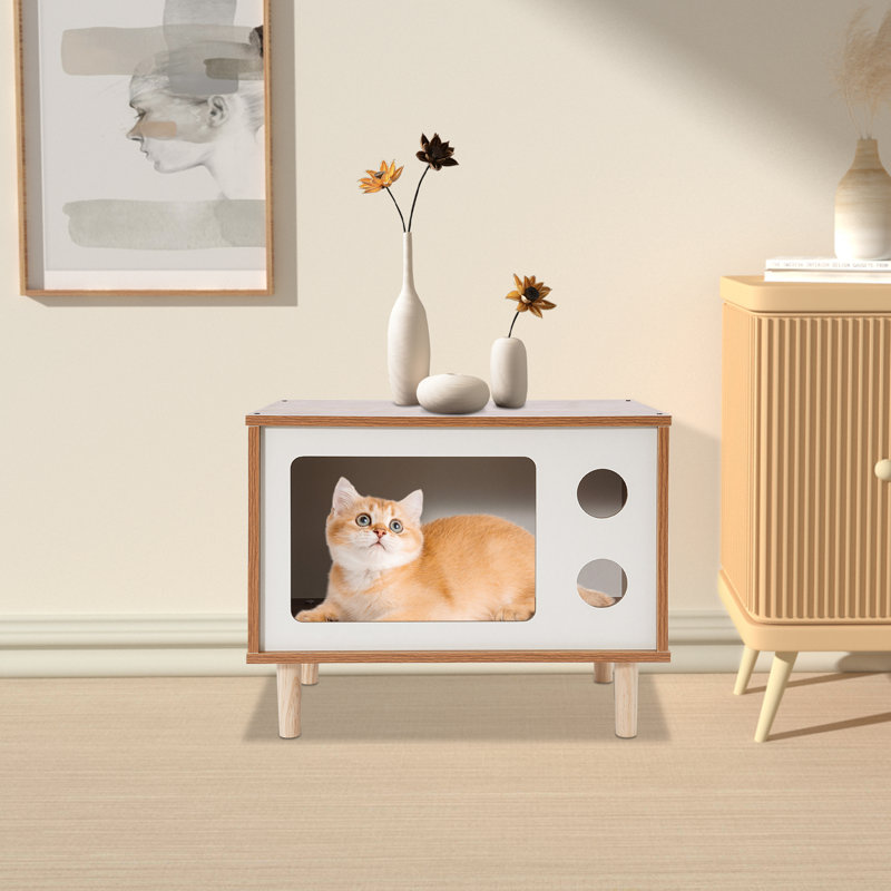 Lit pour chat en forme de télé, Brun