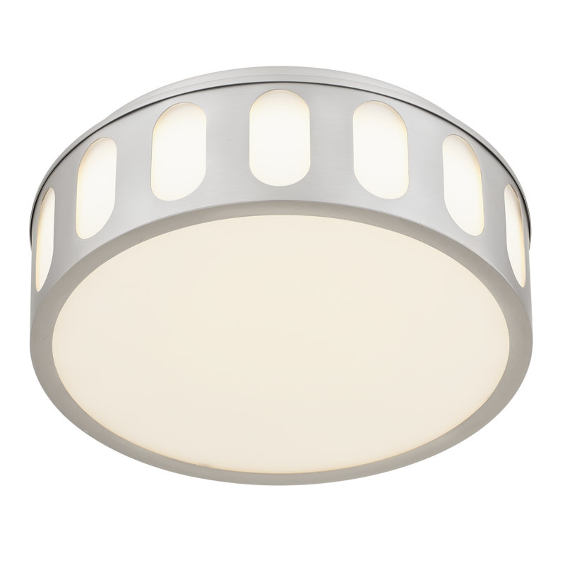 Plafonnier encastré à DEL intégré 1 lumière Cahn, H 4,13 po x l 11,25 po x P 11,25 po, Nickel brossé