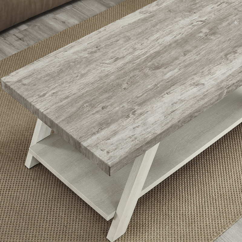 Table basse rectangulaire avec plateau en bois manufacturé et tablette, Gray