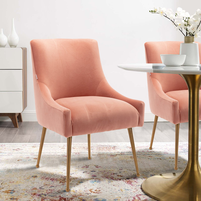 Chaise d'appoint en velours Surles, Rose