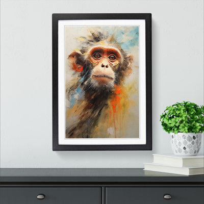 XYZ-FRM-V1223-4537 Monkey Gestural No.2 - Single Picture Frame Print on Wood