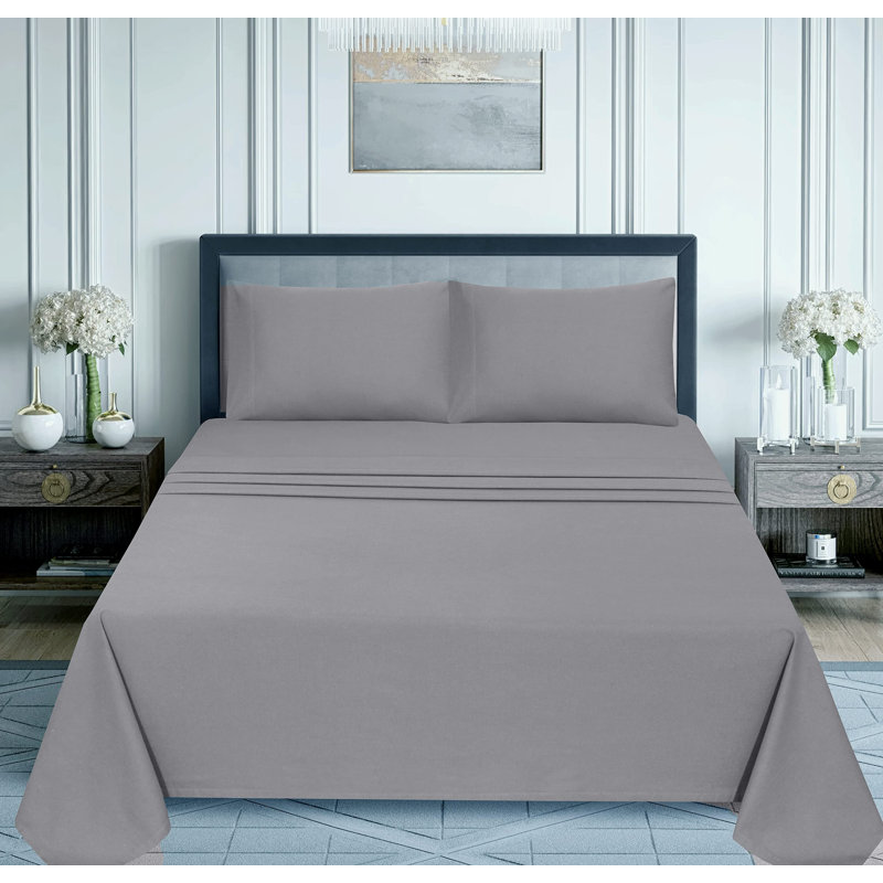 Ensemble de draps 100% flanelle 4 pièces, Ensemble de draps pour très grand lit avec 4 piè, Motif floral rose