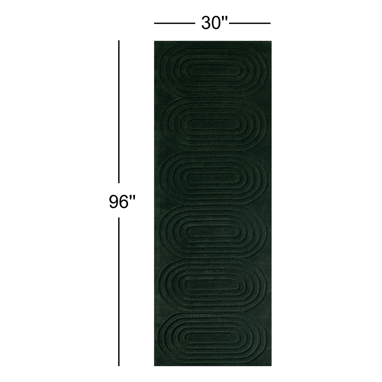 Tillie Green Hand-Tufted Geometric Wool Rug, Runner 2'6" x 8'