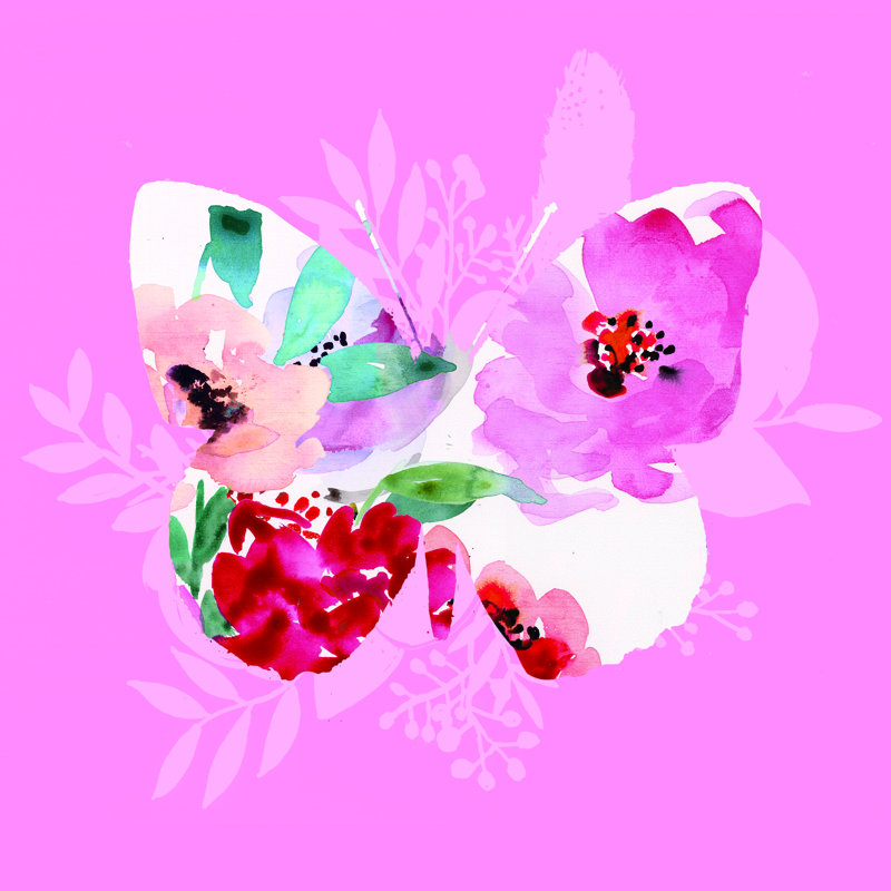 Botanical Butterfly - Wrapped Canvas Print, 30cm H x 30cm W x 3.8cm D