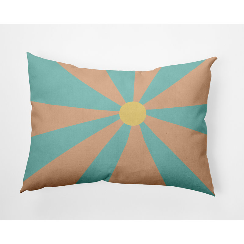 Reversible Throw Pillow, Baby Blue/Pink Orange Geometric
