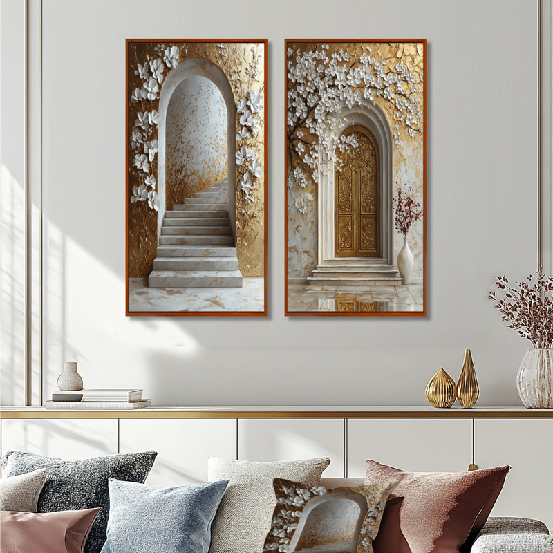 Ensemble de 2 pièces d'art mural d'Istamboul I Sultans Palace I, H 28 po x l 24 po, Cadre flottant brun