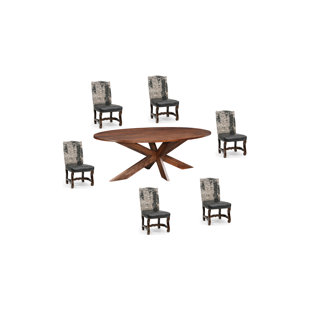 7-piece Live Edge Solid Wood Dining Set