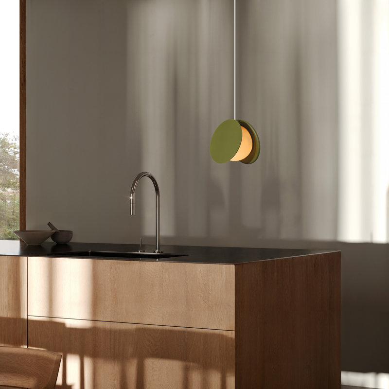 Pendulum Pendant Light, White, Olive, 14" H x 9.69" W x 8.03" D