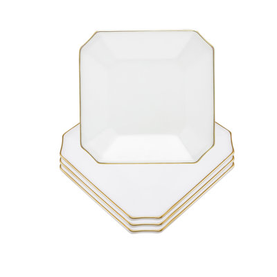 Plates - Glass - Square - with Gold Rim - 8" Square - for Salad - Dessert - Entrée - Made in Europe - by Barski