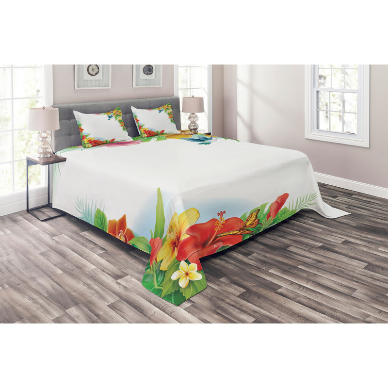 Coastal Polyester Floral Coverlet